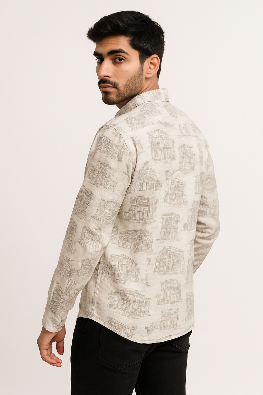 SketchScape Linen Shirt – Hand-Drawn Heritage Edition