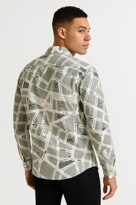 Cartographie Chic Men’s Map Print Shirt