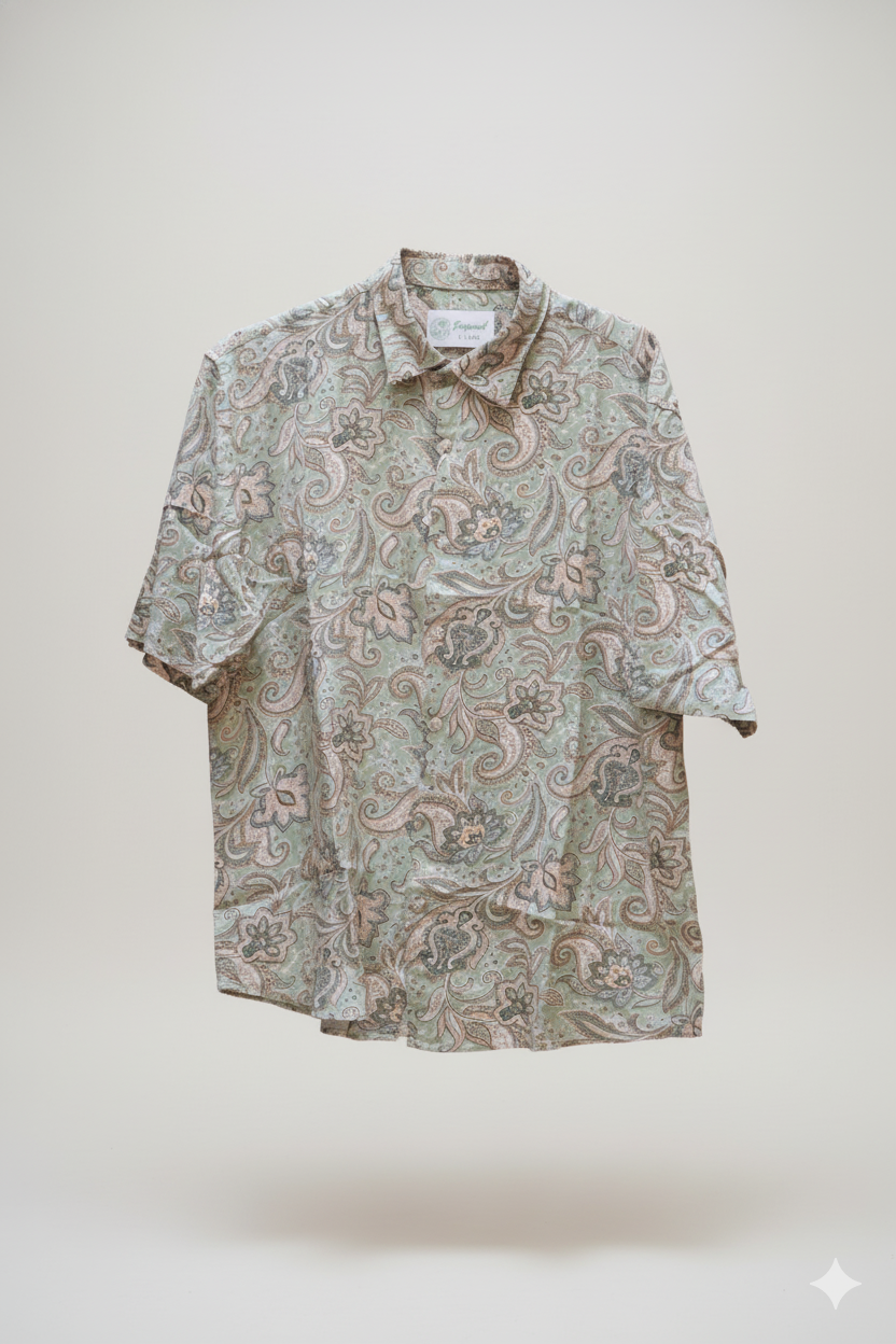The Oasis Paisley Print Cuban Collar Shirt