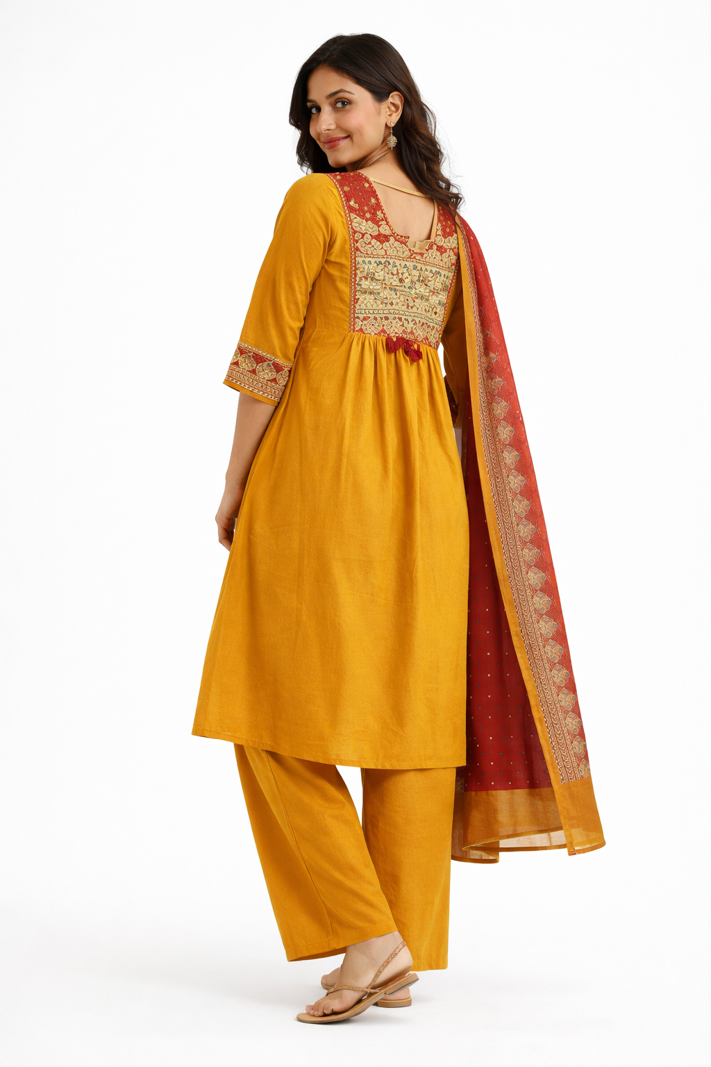 Jaipur Cotton Mustard Yellow Anarkali Kurta Set
