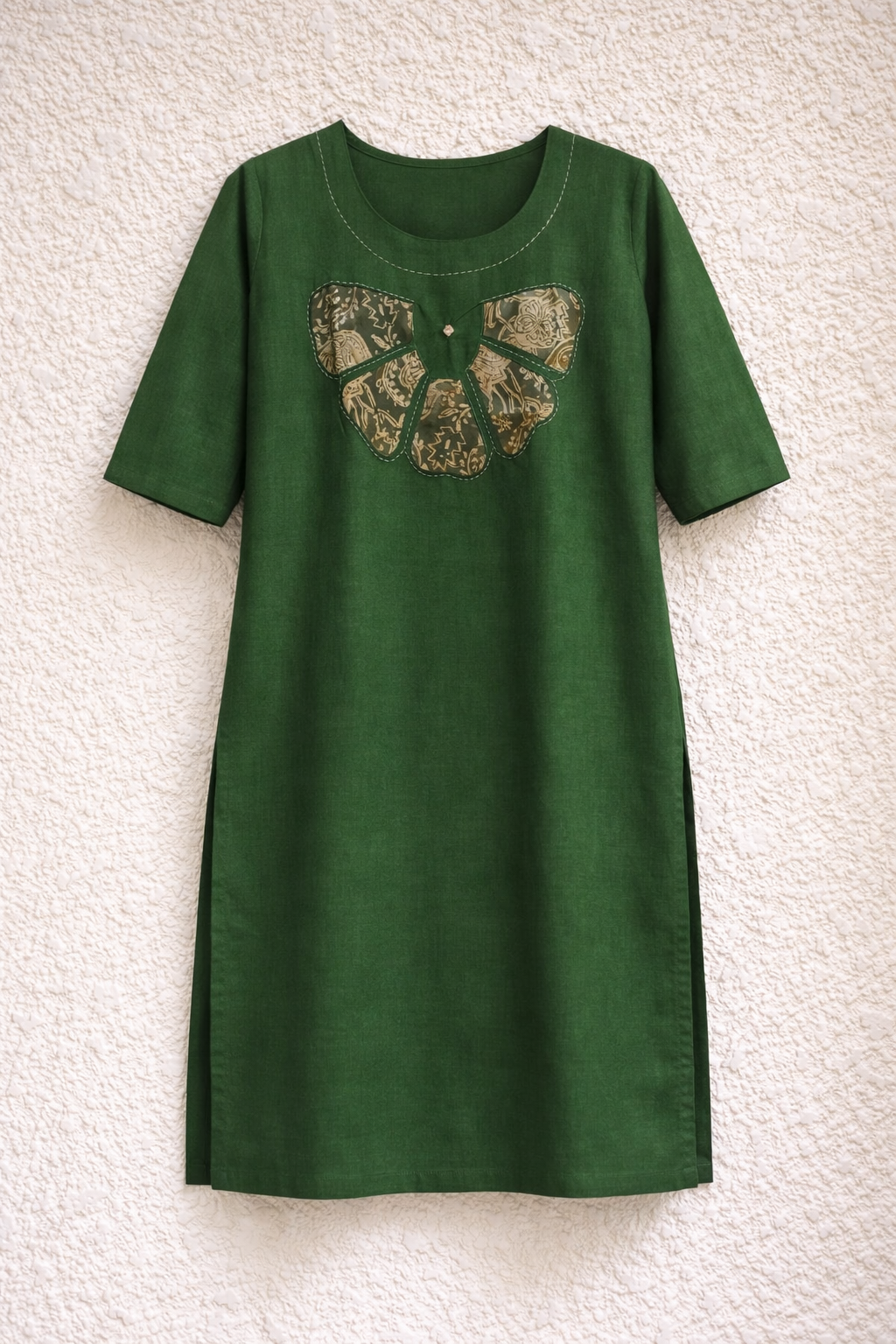 Bottle Green Rayon Embroidered Straight Kurta Set with Golden Floral Printed Dupatta