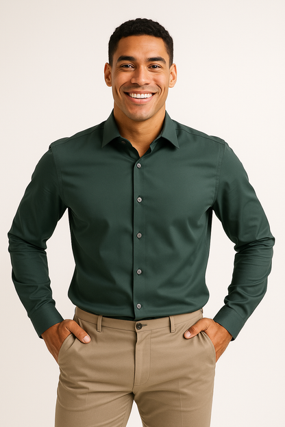 Men’s Classic Stretch Formal Shirt – Emerald Green