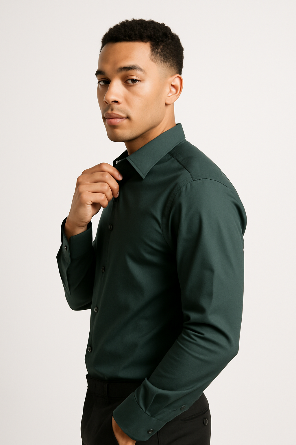 Men’s Classic Stretch Formal Shirt – Emerald Green