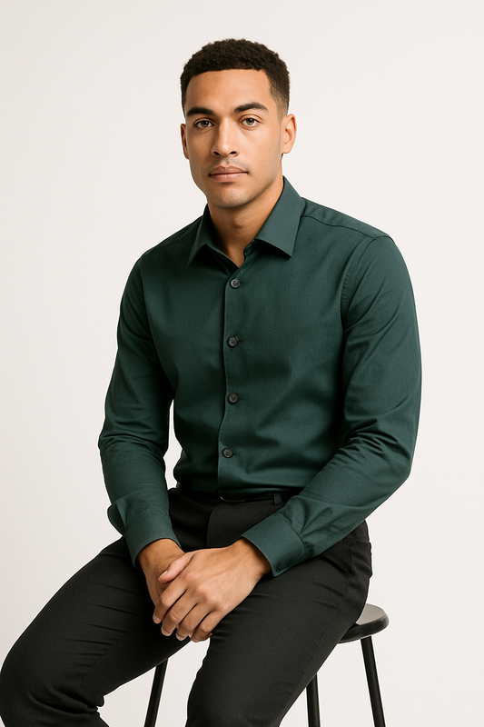 Men’s Classic Stretch Formal Shirt – Emerald Green