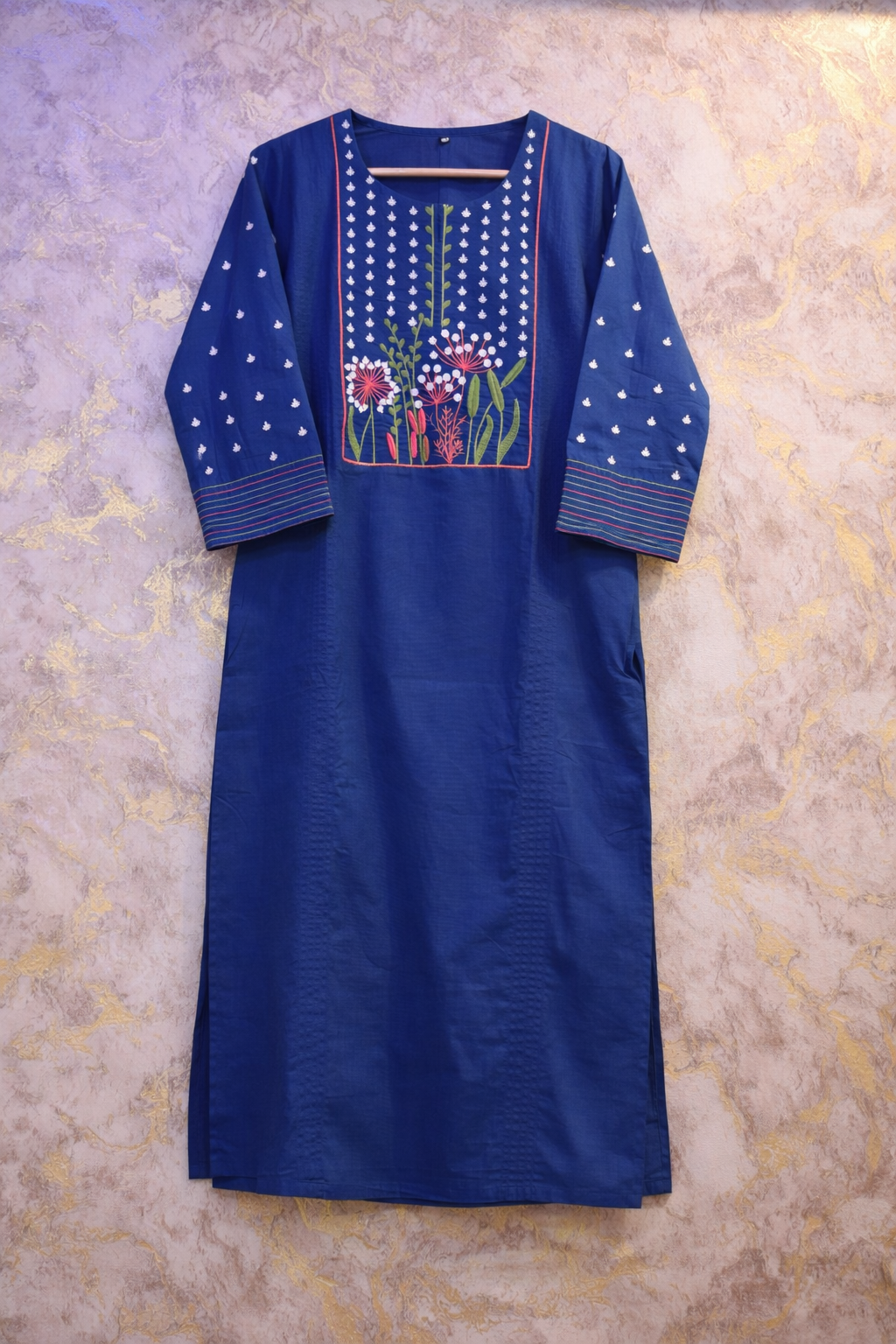 Indigo Floral Jaipur Cotton Kurtha Set