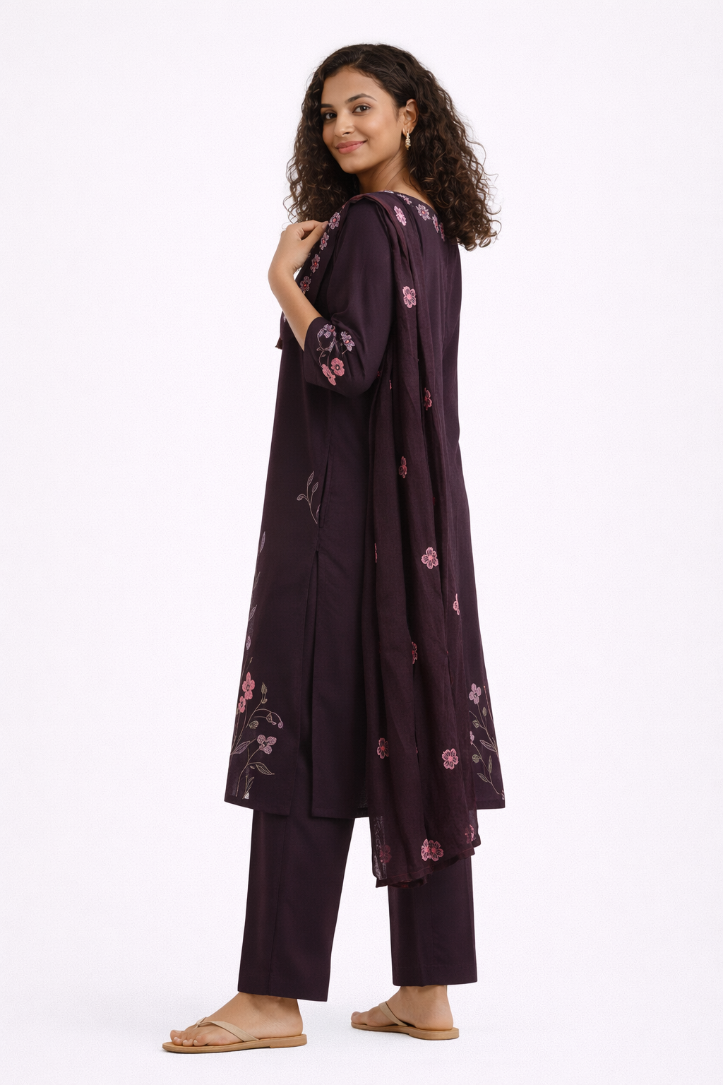 Plum Blossom Jaipur Cotton Kurtha Set