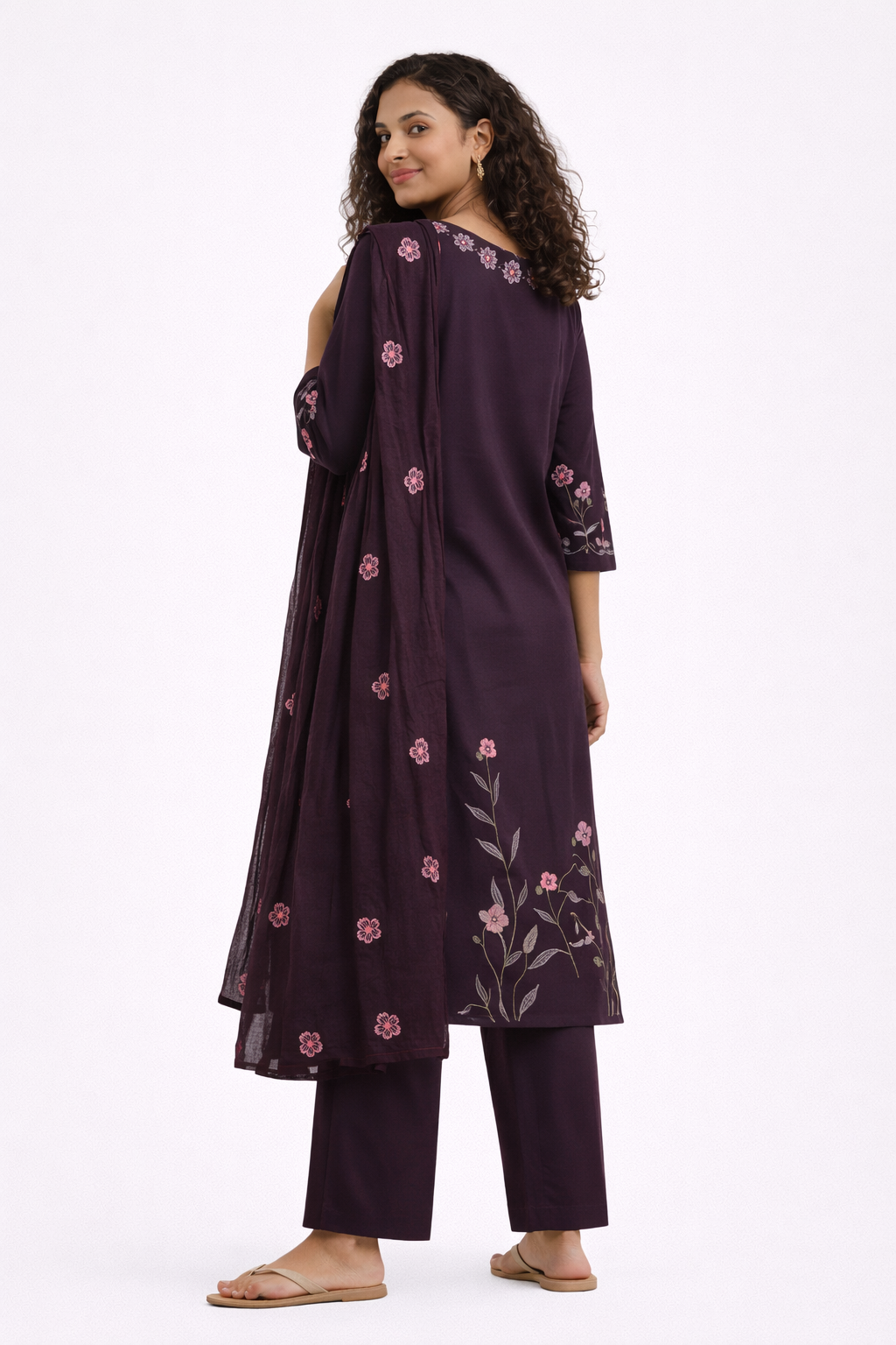 Plum Blossom Jaipur Cotton Kurtha Set