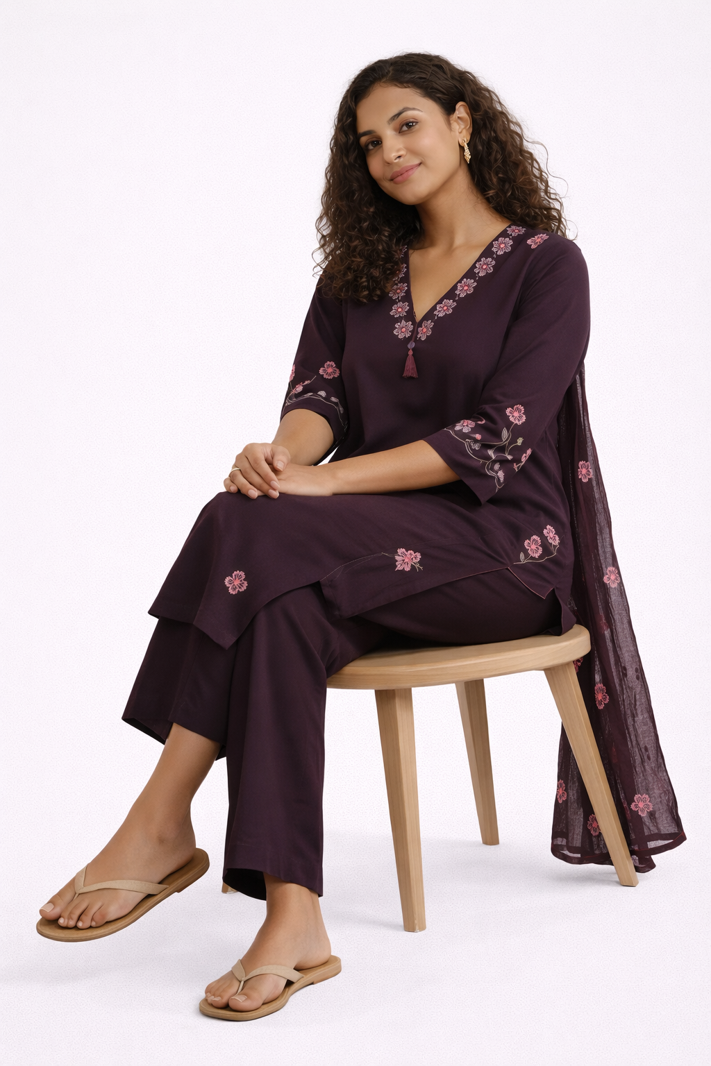 Plum Blossom Jaipur Cotton Kurtha Set
