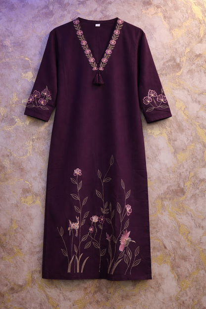 Plum Blossom Jaipur Cotton Kurtha Set
