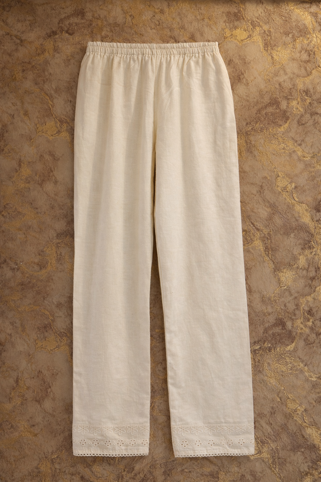 Ivory Hakoba Floral Embroidered Cotton Kurtha Set