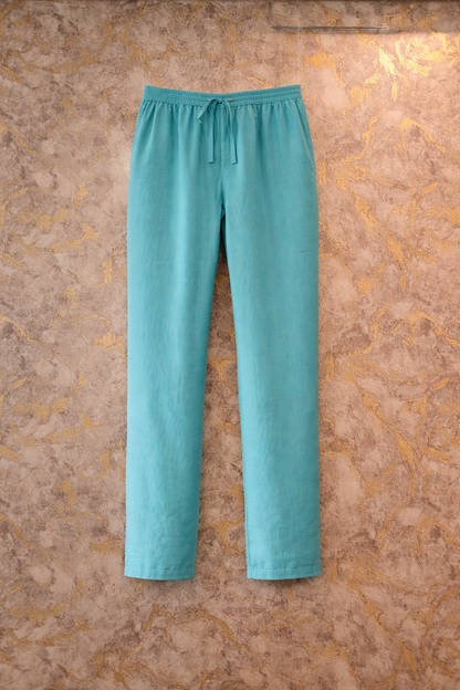 Aqua Blue Embroidered Pure Cotton Kurta Pant Dupatta Set