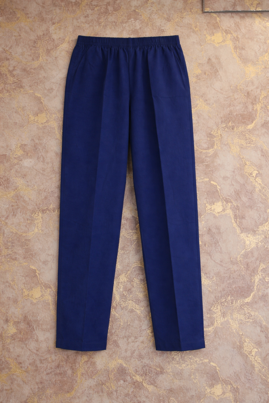 Navy Blue Embroidered Cotton Kurta Set with Multicolor Patch