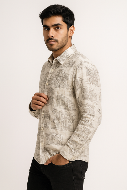SketchScape Linen Shirt – Hand-Drawn Heritage Edition