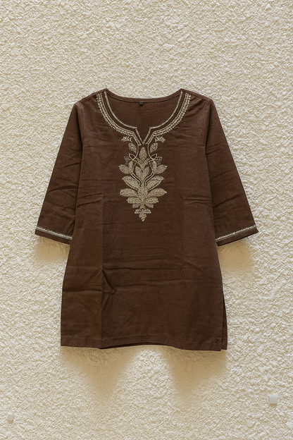 ☕ Mocha Grace Embroidered Cord Set
