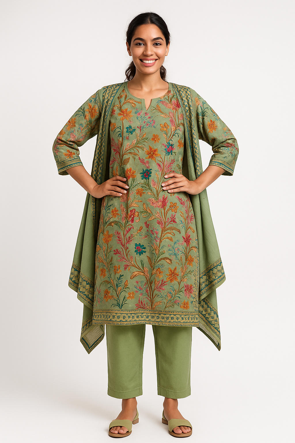 🌿 Meadow Muse Floral Kurta Set