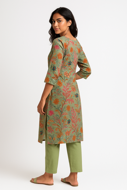 🌿 Meadow Muse Floral Kurta Set