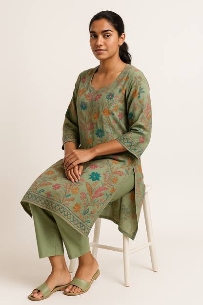 🌿 Meadow Muse Floral Kurta Set