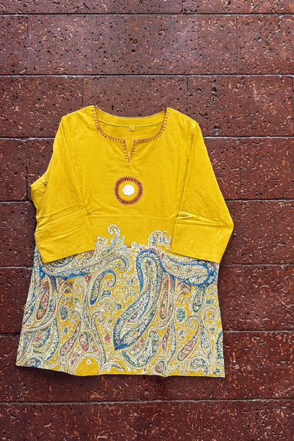 🌼 Sunshine Paisley Co-ord Set – Mustard Yellow Kurta & Palazzo Pants