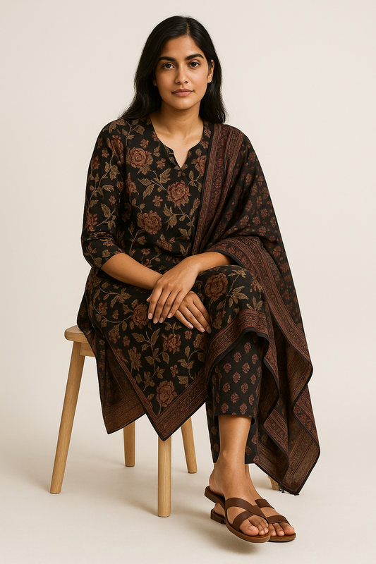 Midnight Garden Black Kurta Set