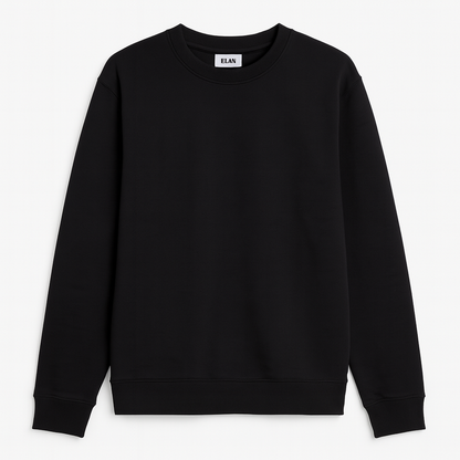 Classic Black Crewneck Pullover – Premium Cotton Blend