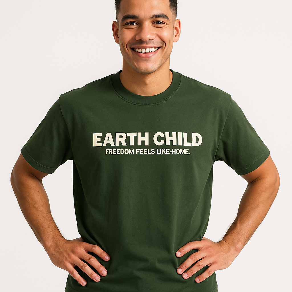 Earth Child™ Oversized Graphic Tee – Forest Green