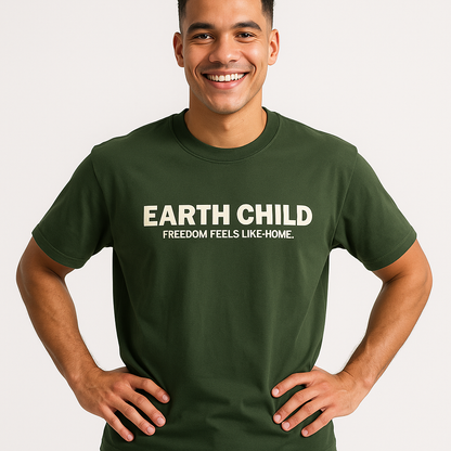 Earth Child™ Oversized Graphic Tee – Forest Green