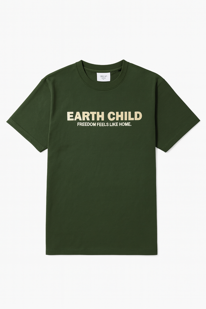 Earth Child™ Oversized Graphic Tee – Forest Green