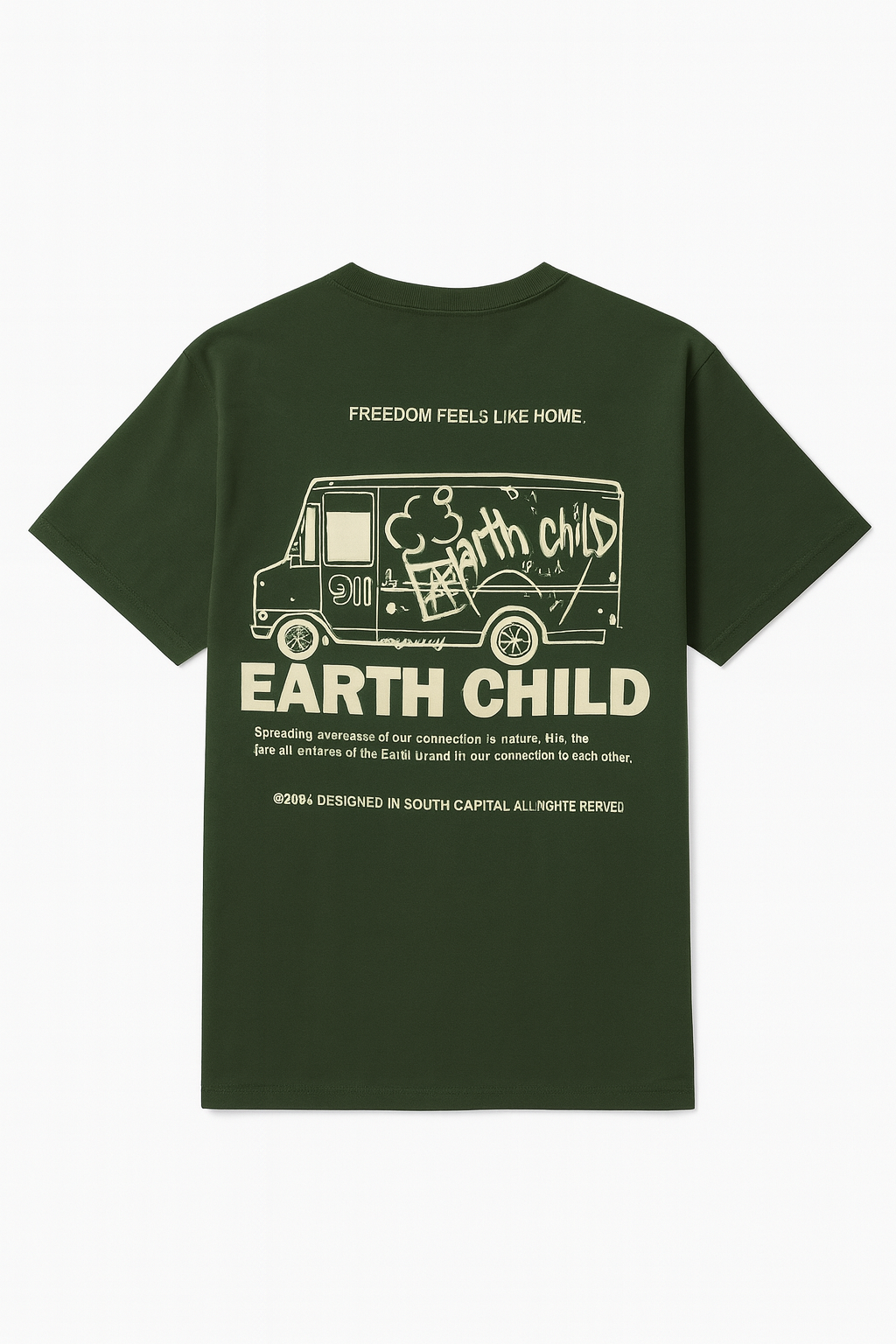 Earth Child™ Oversized Graphic Tee – Forest Green