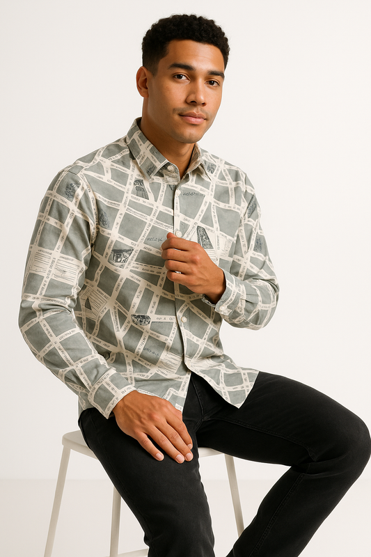 Cartographie Chic Men’s Map Print Shirt