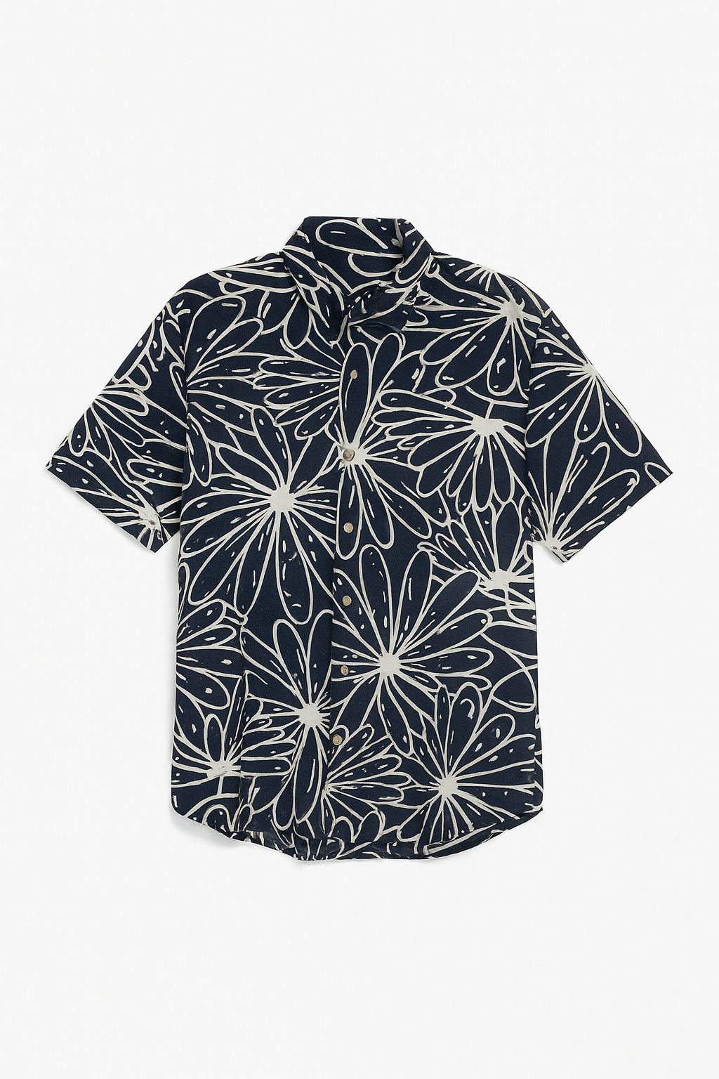 Midnight Bloom Navy Blue Resort Shirt