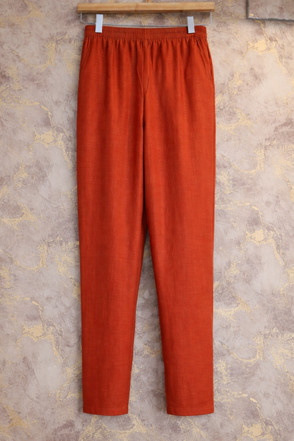 Terracotta Rust Embroidered Visco Silk Kurta Set