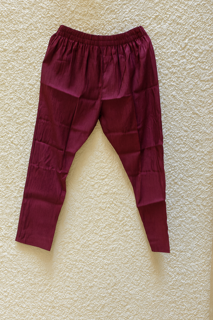 Gulnaar Maroon Silk Embroidered Kurtha Set with Dupatta