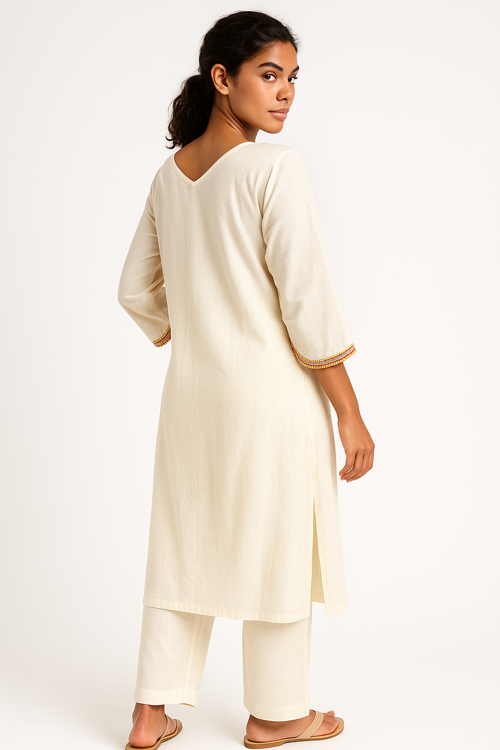 Elegant White Embroidered Kurta Set
