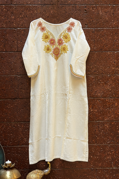 Elegant White Embroidered Kurta Set