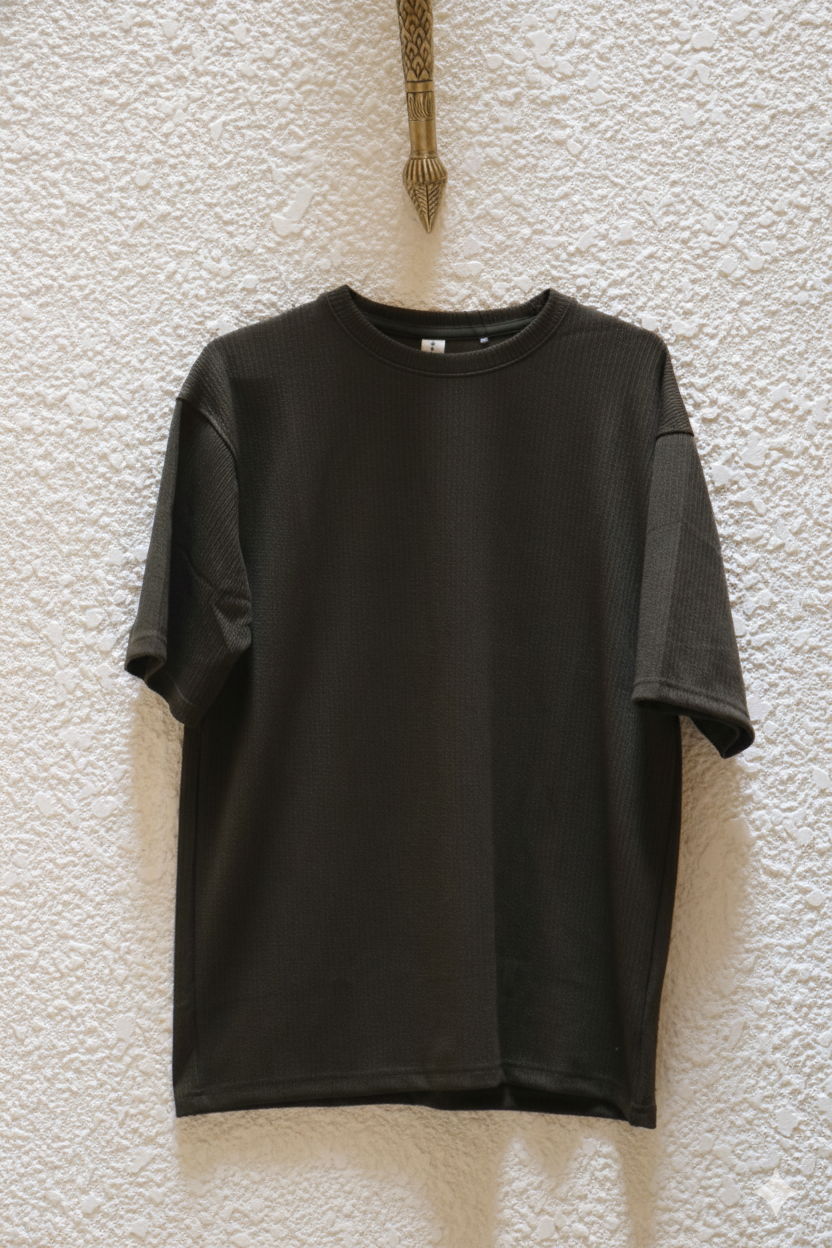 The Waffle-Knit Hunter Dark Blue and Black Lounge Co-ord Set (T-Shirt & Shorts)