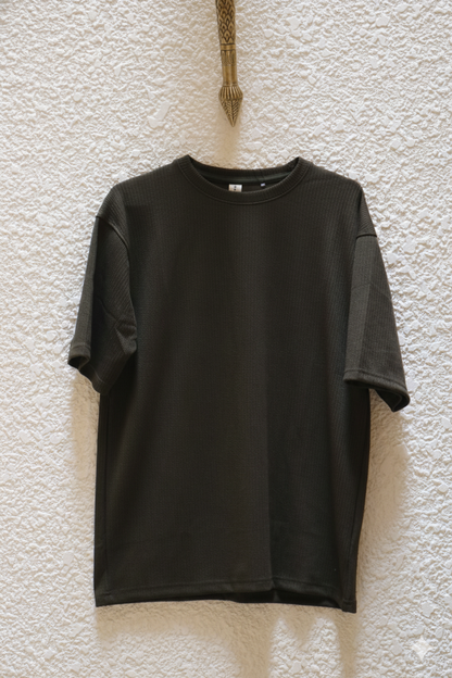 The Waffle-Knit Hunter Dark Blue and Black Lounge Co-ord Set (T-Shirt & Shorts)