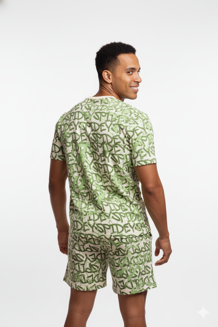 Men's Spidey Camo Knit Activewear Set – T-Shirt and Shorts