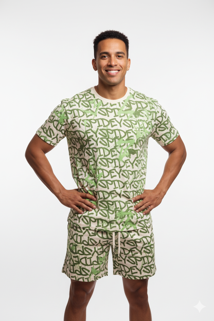 Men's Spidey Camo Knit Activewear Set – T-Shirt and Shorts
