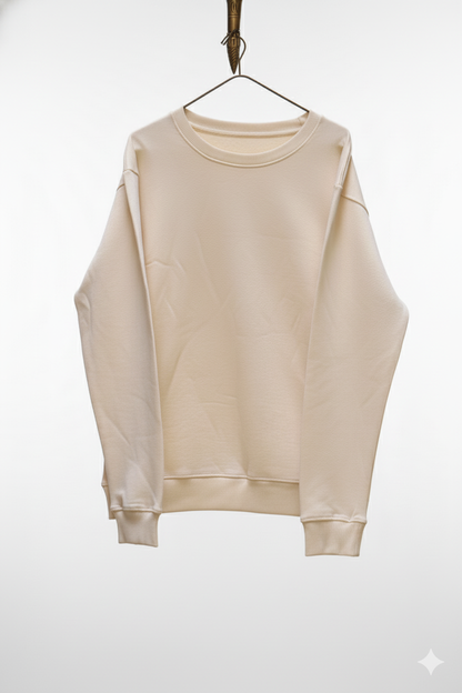 Men's Premium Cream Oversized Crewneck Pullover