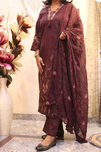 Plum Blossom Jaipur Cotton Kurtha Set