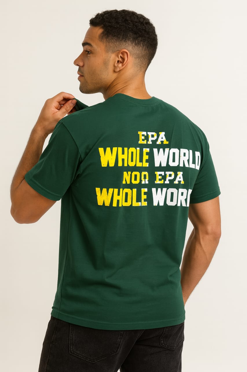 "Whole World" Graphic Print Oversized T-Shirt | Forest Green