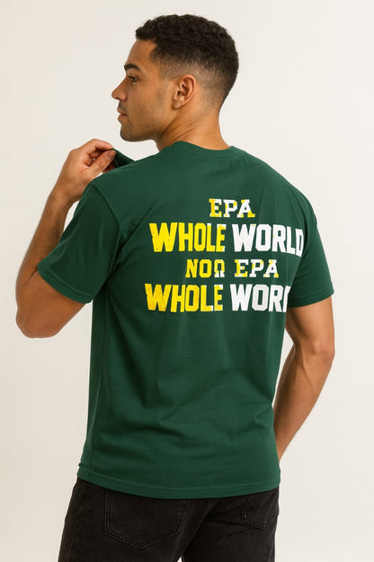 "Whole World" Graphic Print Oversized T-Shirt | Forest Green