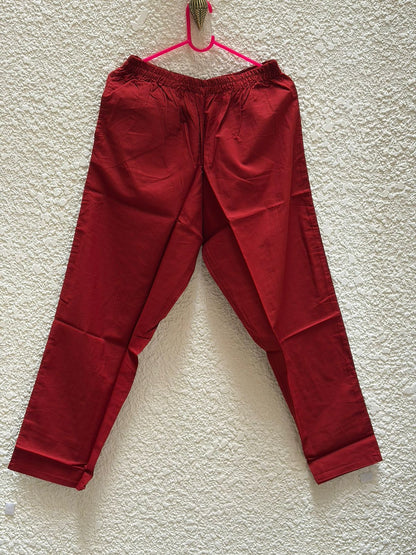 Crimson Royale Handloom Mustard  Red Cotton Suit Set