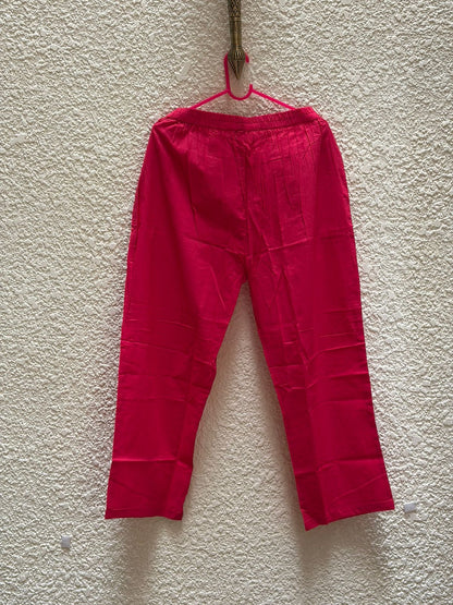 Crimson Bloom Pink Cotton Kurta Set